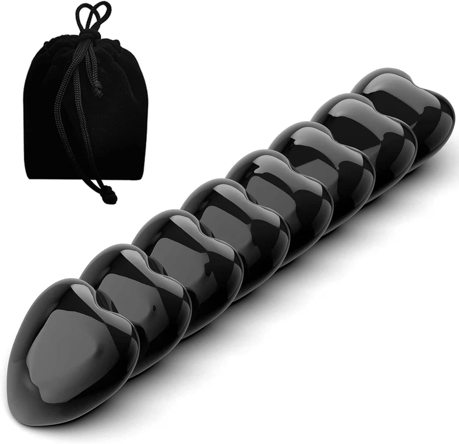 1.1Inch 8Pcs Black Magnetic Stones, Hematite Magnet Toys Rattlesnake Egg, Refrigerator Office Magnets with Bag (Heart-Shaped).