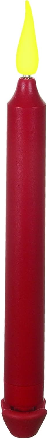 Taper LED Flameless Battery Operated Candle with 6 Hour Timer, 9 inch Red