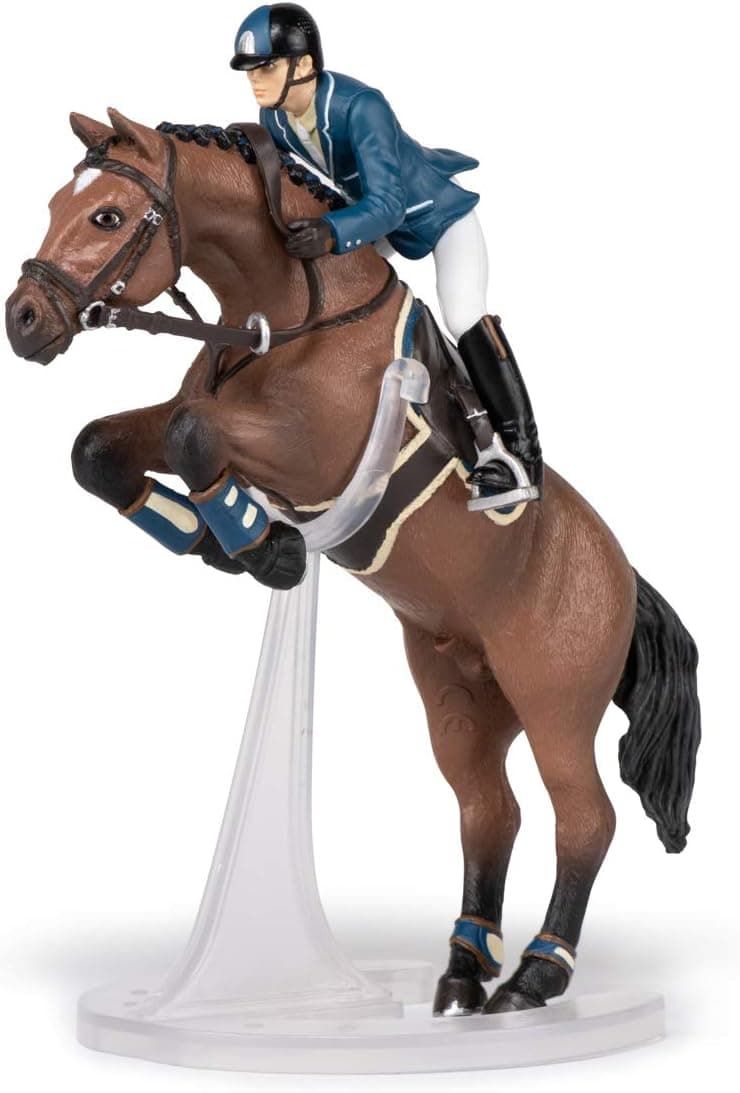 Papo Jumping Horse With Rider Toy Figure Navy