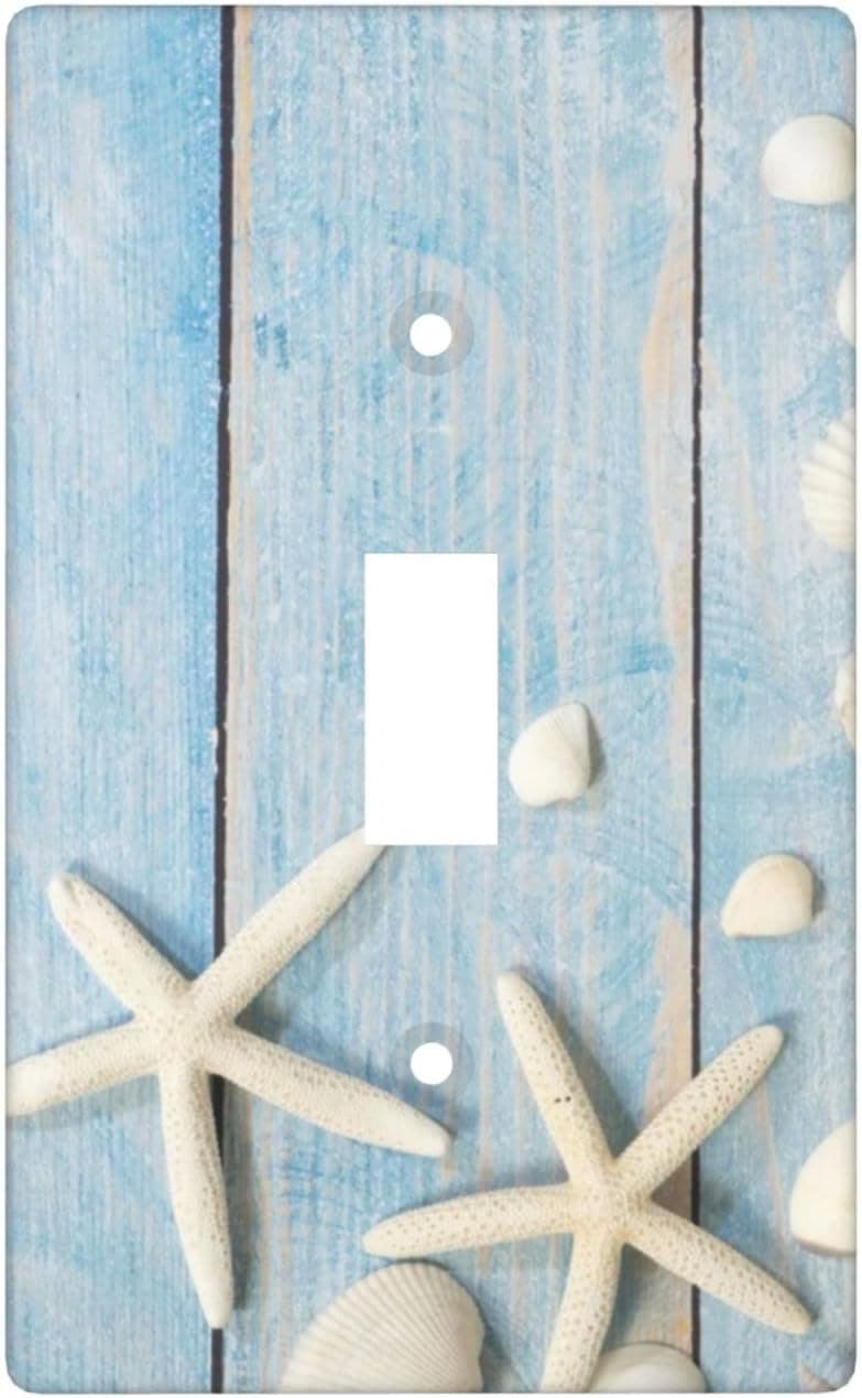 Seashell Light Switch Plate Switch Covers Decorative Wall Plate 1 Gang Single Toggle Standard Size Durable