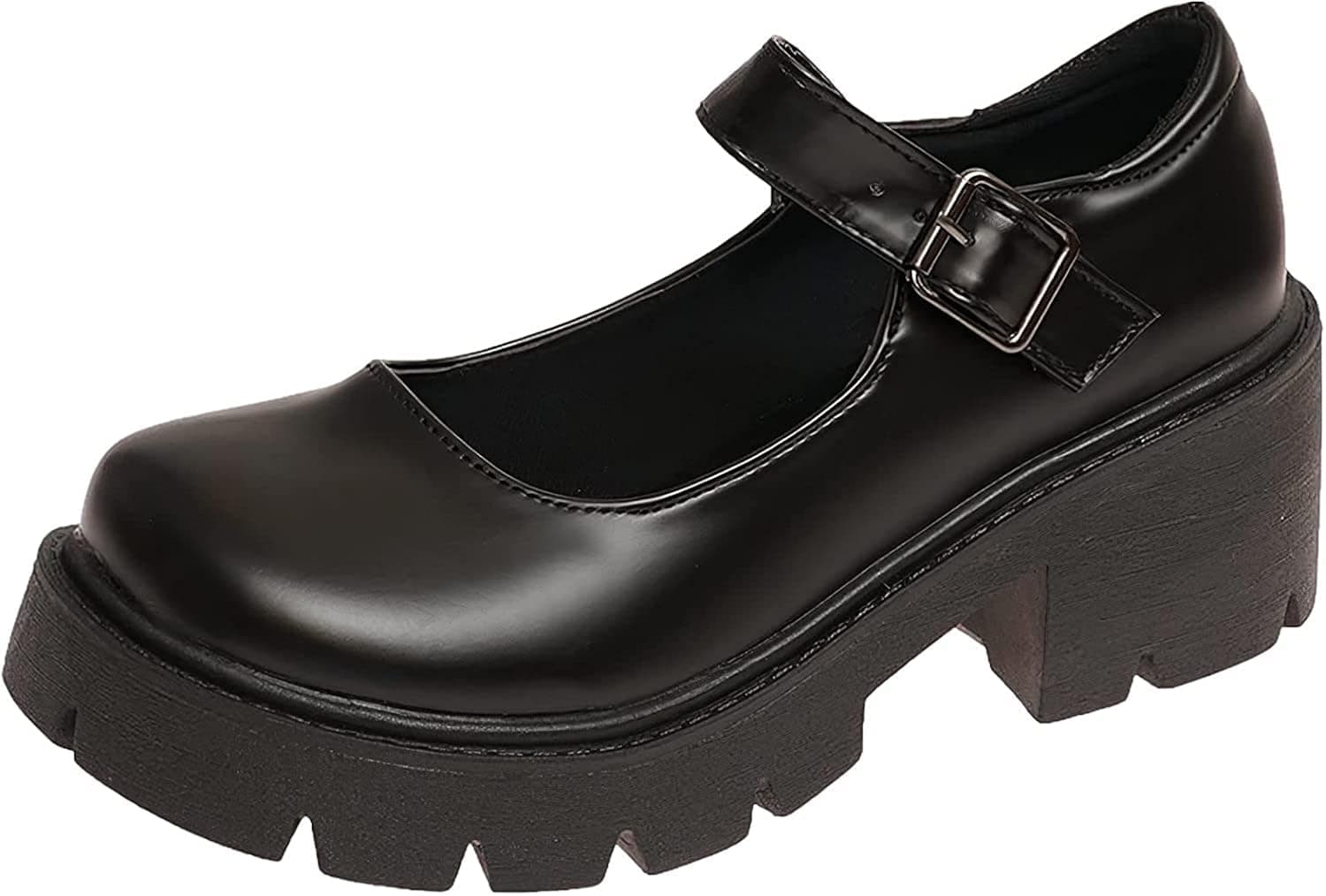 Maubooyu Mary Jane Shoes Women Platform Shoes Chunky Pumps Round Toe Ankle Strap Vintage Uniform Dress College Shoes