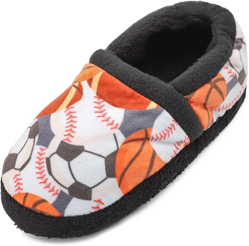 Boys Home Slippers Kids Warm Bedroom Slippers Fur Lined Winter Indoor Shoes (Toddler/Little Kid/Big Kid)