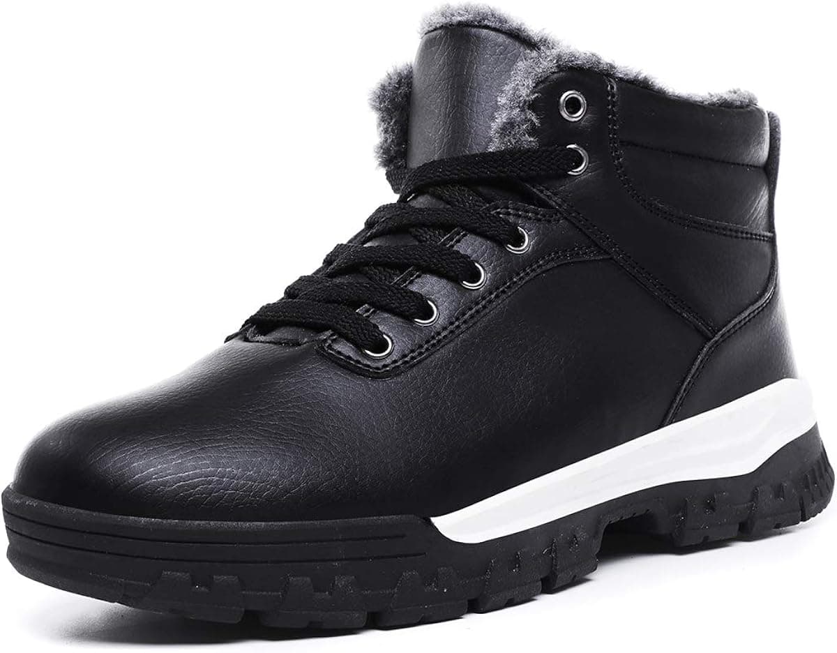 CanLeg Mens Winter Snow Boots Ankle Outdoor Hiking Shoes Warm Fur Lining Booties(CL10022Black44)