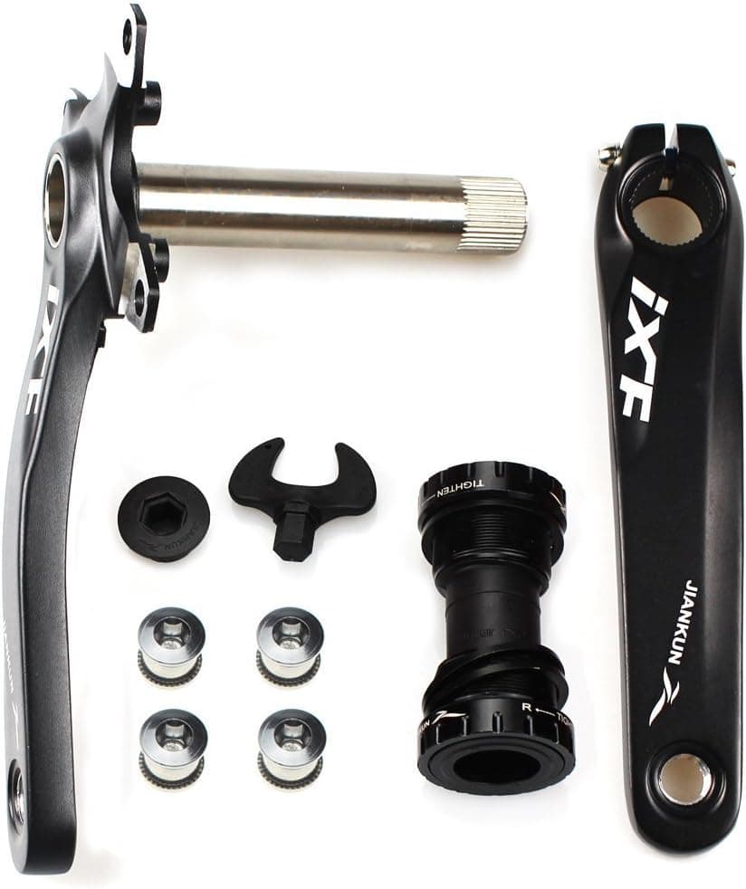 CYSKY Bike Crank Arm Set Mountain Bike Crank Arm Set 170mm 104 BCD with Bottom Bracket Kit and Chainring Bolts for MTB BMX Road Bicyle, Compatible with Shimano, FSA, Gaint (Black/Red)