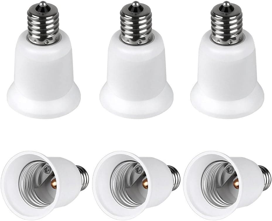 Glo-shine pack of 6 E17 to E26 Light Socket, Bulb Base Adapter Converter, Light Socket Adapter, Convert Intermediate Socket E17 to Medium Socket E26 (6-pack)