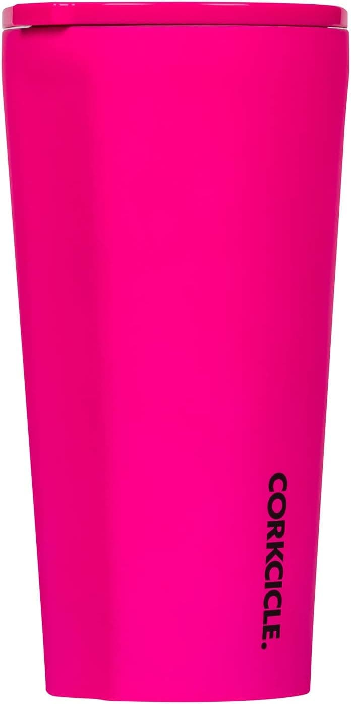 Corkcicle 16oz Tumbler - Neon Lights Collection - Triple Insulated Stainless Steel Travel Mug, Neon Pink