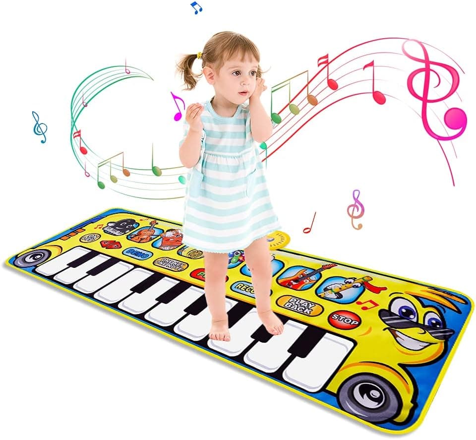 Fivegoes Piano Mat for Kids, 39" X 14" Floor Keyboard Musical Dance Mat with 17 Piano Keys/ 8 Instrument Sounds, Early Learning Educational Music Toys Gifts for Toddlers Girls Boys Aged 1 2 3 4 5 6