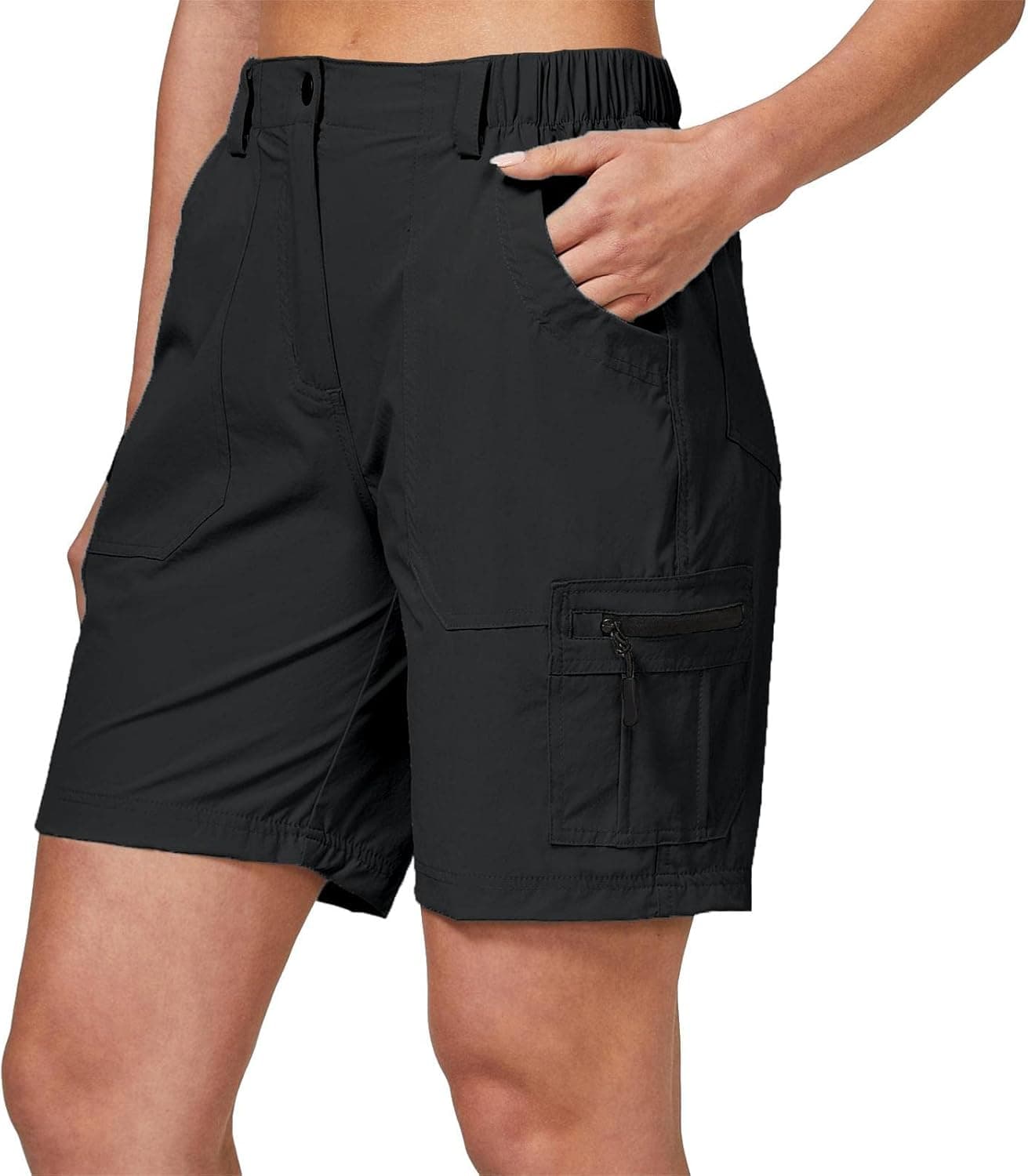ChinFun Women's 7" Hiking Cargo Shorts Lightweight Shorts Quick Dry Summer Golf Shorts Water Resistant with 6 Pockets