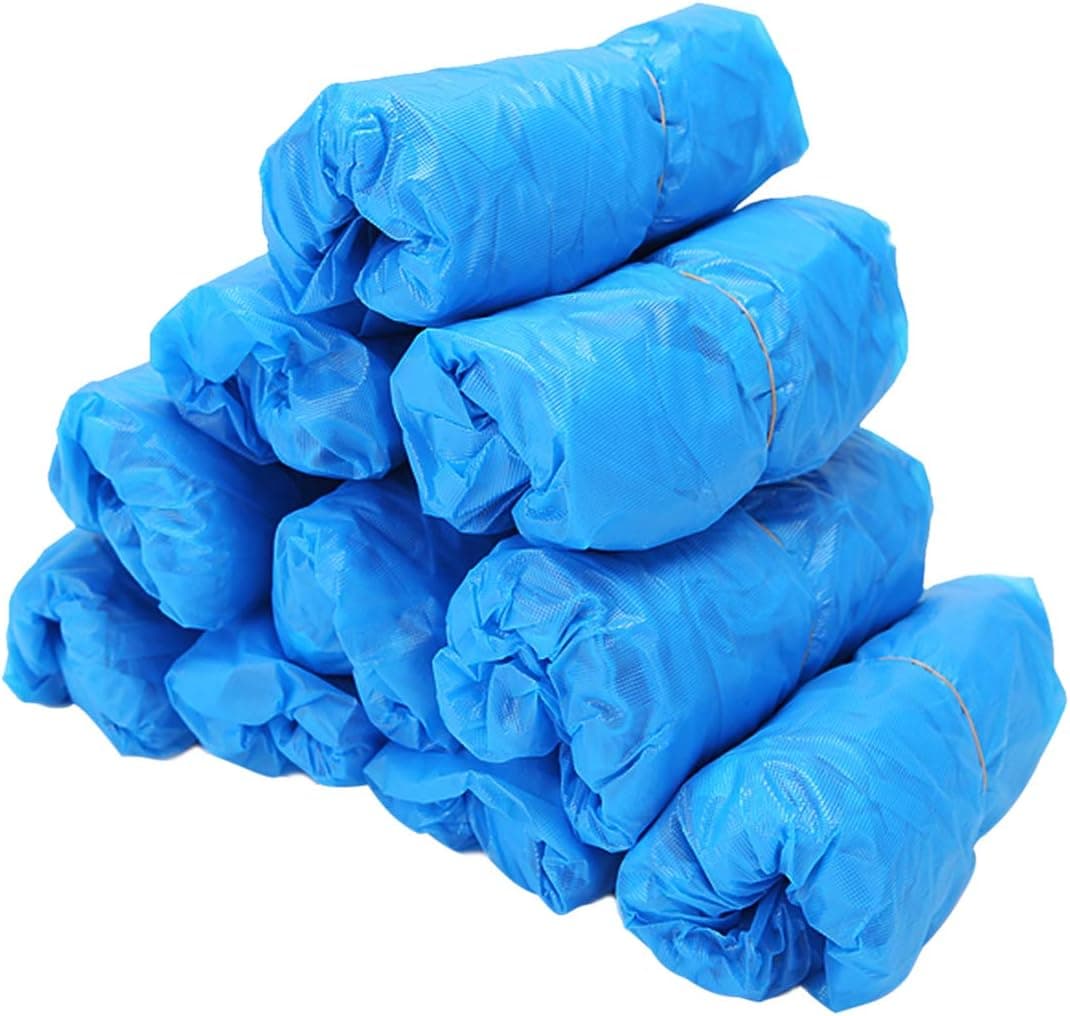 Shoe Covers Disposable Non Slip Waterproof-100 Pcs Thickened Shoe Covers for Indoors, Plastic Shoe Protectors Covers