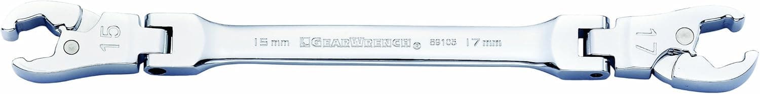 GEARWRENCH Ratcheting Flex Head Flare Nut Wrench, 15mm x 17mm - 89105