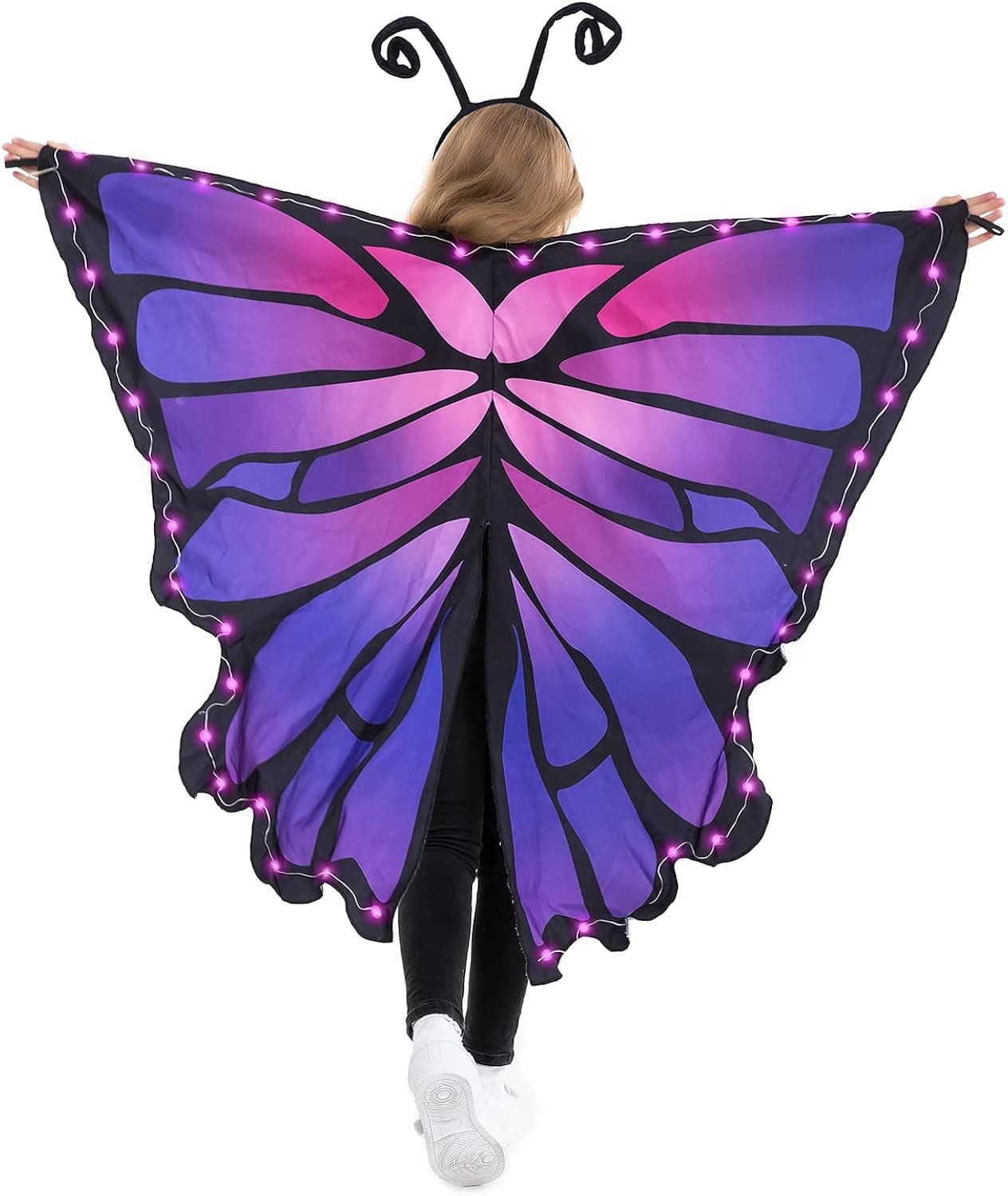 HSCTEK Child Light-Up Butterfly Wings with Butterfly Antenna Headband