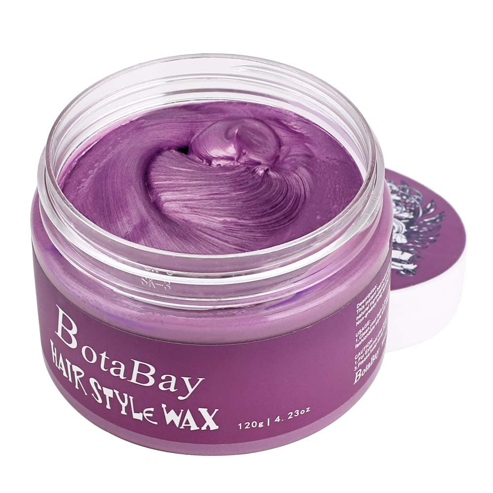 BotaBay Unisex Hair Color Dye Wax Styling Cream Mud, Natural Hairstyle Pomade, Temporary Hair Dye Wax for Party, Cosplay & Halloween, 4.23 oz (Purple) …