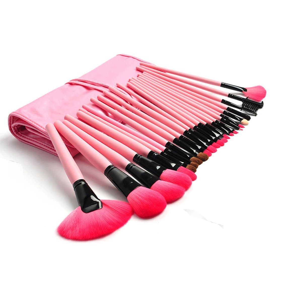 24pcs Makeup Brushes Set Beauty Blenders, Jmkcoz Professional Makeup Brushes Eyeshadow Blending Foundation Concealer Blush Cosmetic Brush Makeup Sponges Pink