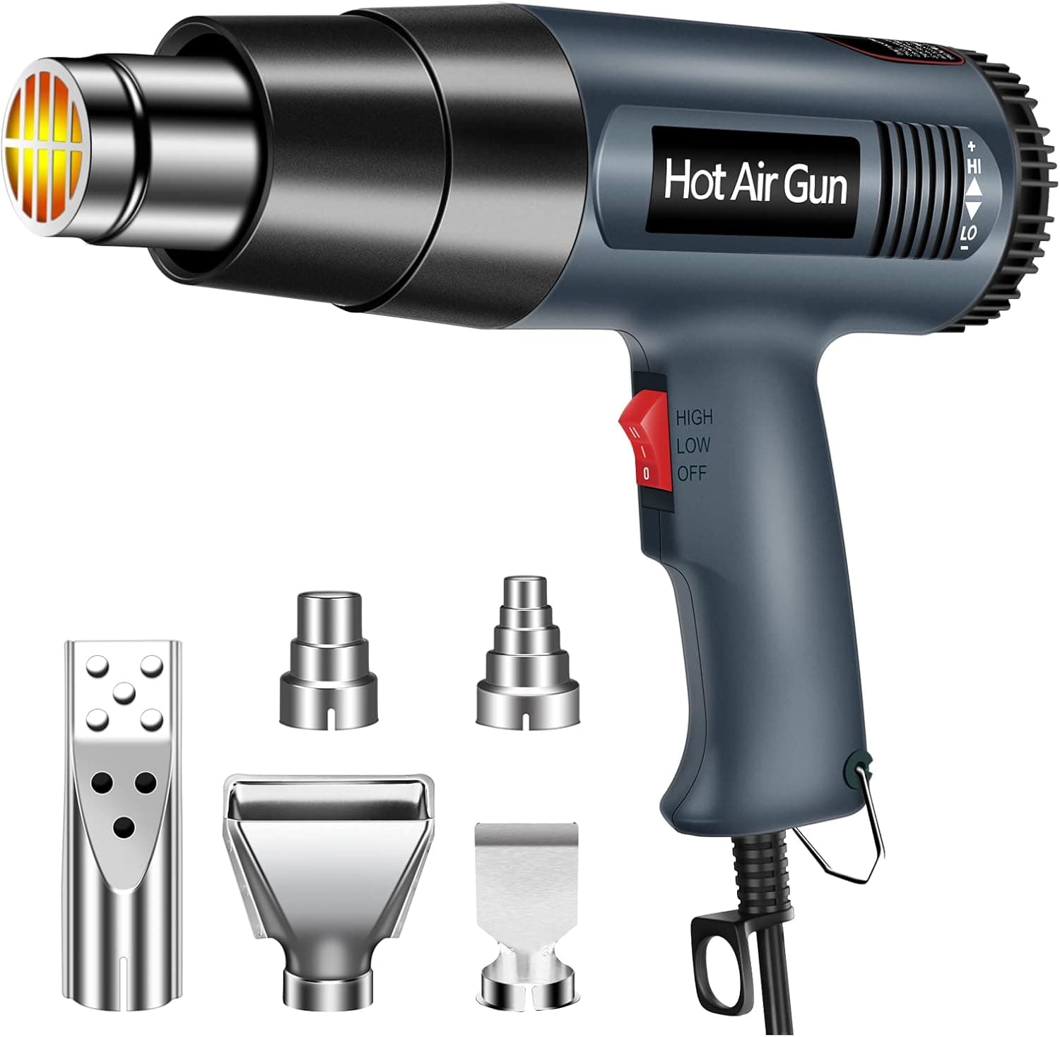 2000w Heat Gun, Heavy Duty Hot Air Gun Kit with 5 Nozzles-1.5s Fast Heating,Stepless Temperature Adjustment 122℉ to 1202℉, Heat Gun Tool for Shrink Tubing、crafting、wood Markers