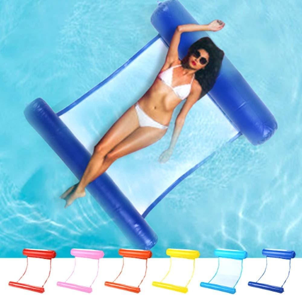 PPH3 Shine Inflatable Pool Floating Water Hammock | Float Lounger | Floating Bed Chair | Swimming Pool Inflatable Hammock Bed Pool Party Toy (Blue A - 65x1500mm)