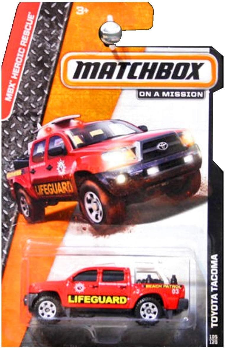 Matchbox 2014 MBX Heroic Rescue Toyota Tacoma Lifeguard Truck Red
