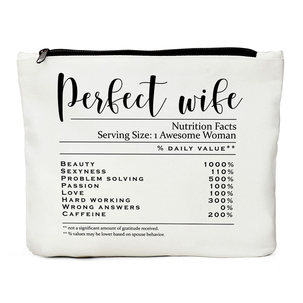 Gifts for Wife, Bride Gifts, Bride Gifts from Groom, Wife Gifts from Husband, Funny Wedding Anniversary Valentine's Day Christmas Birthday Gift Ideas for Wife fiancée - Perfect Wife Nutrition Facts