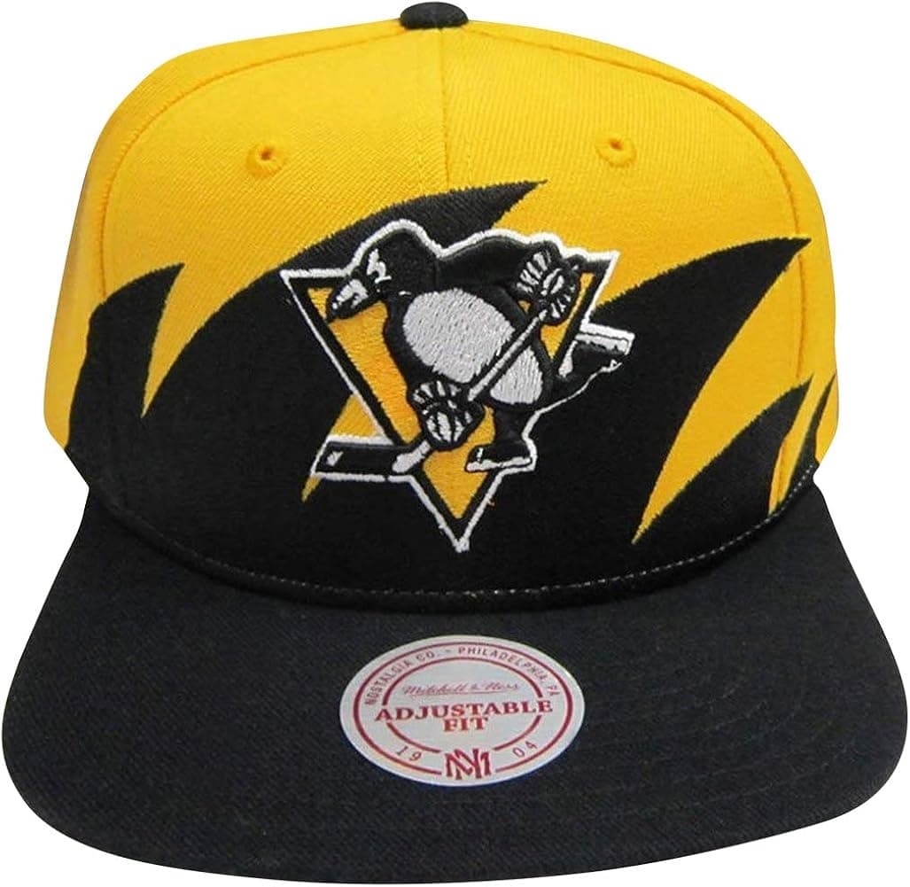Mitchell & Ness Pittsburgh Penguins Snapback Adjustable Plastic Snap Back Hat/Cap Black/Gold