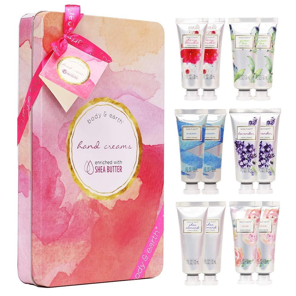 Hand Cream, Hand Lotion, Body & Earth 12 Pcs Travel Size Hand Cream Gift Set for Women Dry Hands Moisturizing with Shea Butter Valentines Mini Hand Lotion Gift Set for Women