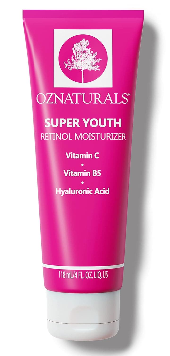 OZNaturals Face Moisturizer Retinol Cream - Super Youth Anti Aging Facial Moisturizer For Men And Women With Vitamin C, B5, Shea Butter, and Hyaluronic Acid - Day & Night Skin Firming Cream - 4 FL OZ