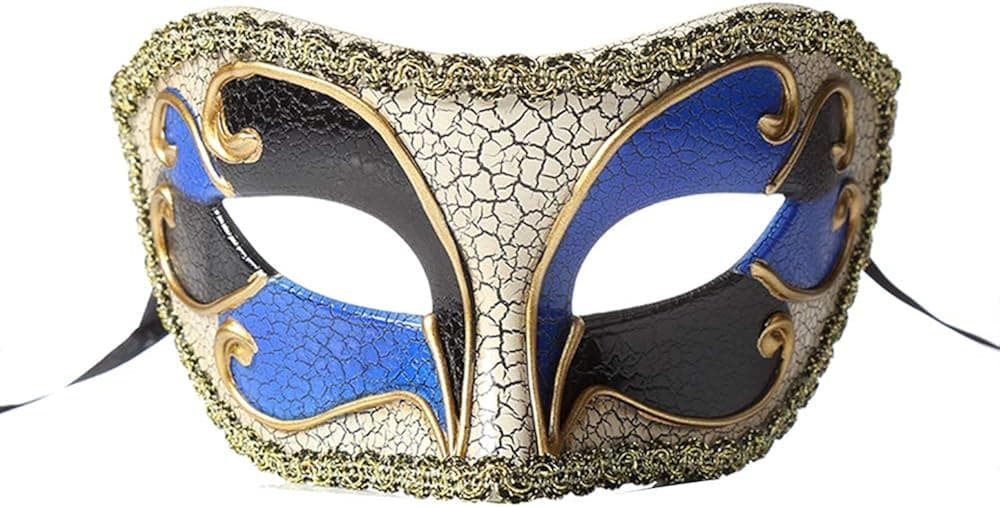 BLEVET Retro Men’s Venetian Masquerade Mask Party Halloween Mardi Gras Christmas Carnivals Masks BK016 (Blue)