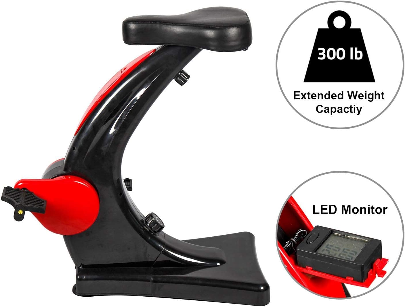 Under Desk Exercise Bike, Standing Desk Exercise Bike C Shape Pedal Exerciser with Adjustable Resistance for Home Office