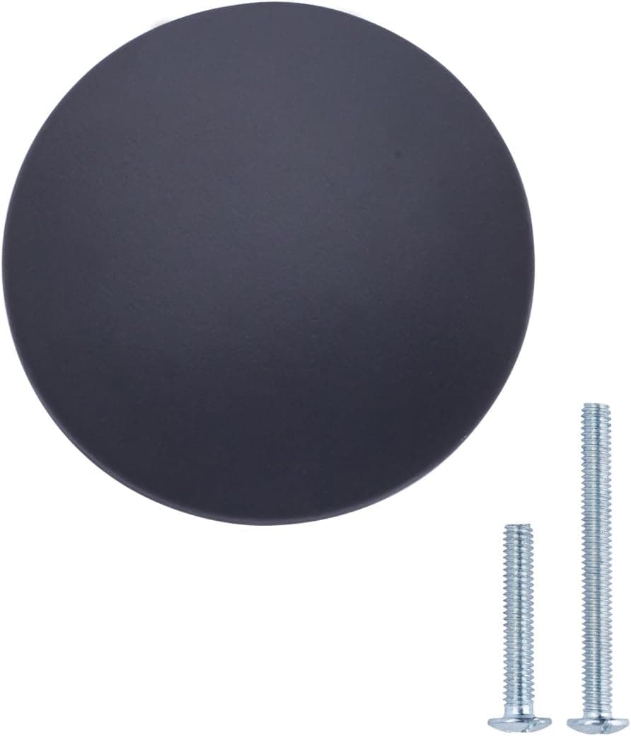 Amazon Basics Round Flat Cabinet Knob, 1.24-inch Diameter, Flat Black, 25-Pack