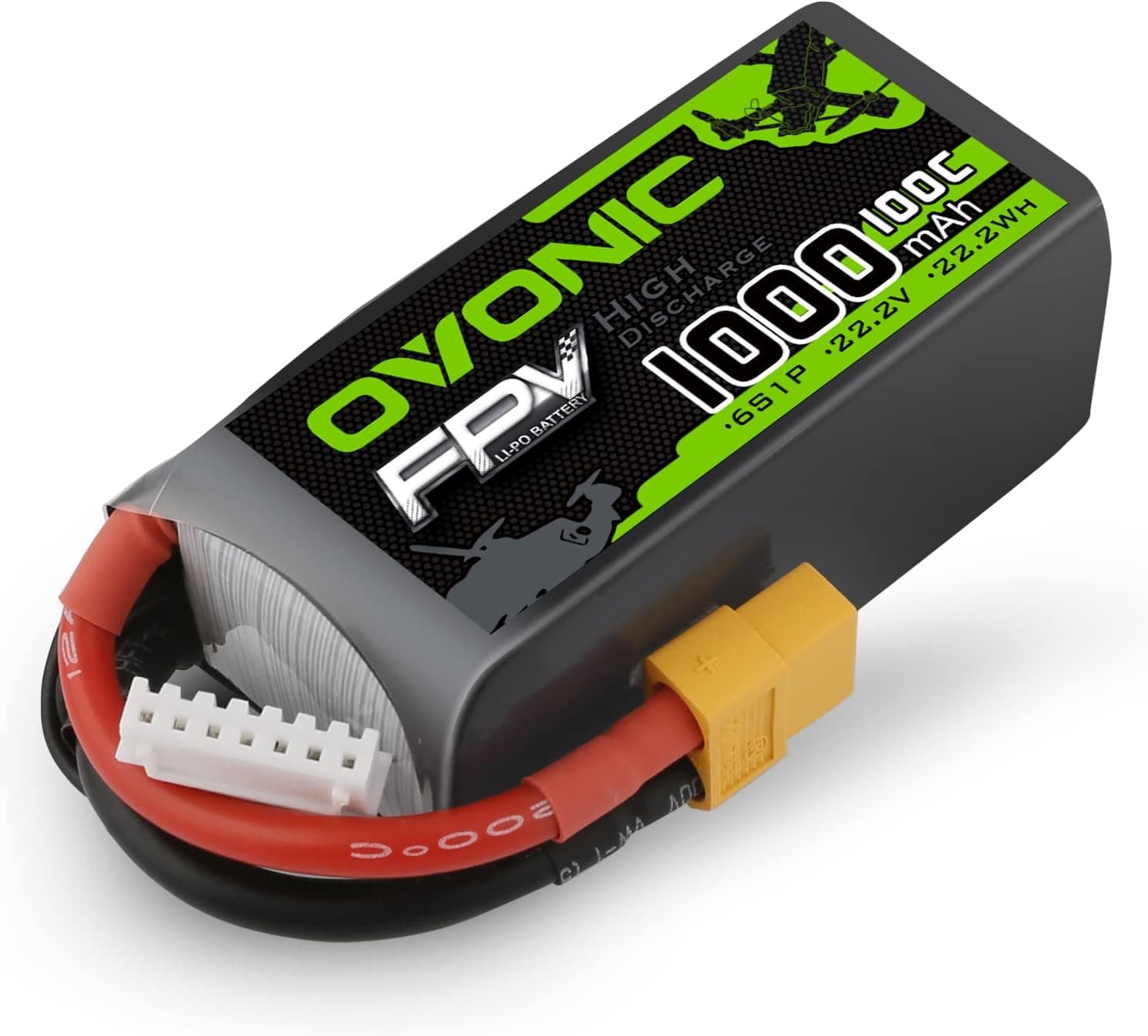 OVONIC 6s Lipo Battery 100C 1000mAh 22.2V Lipo Battery with XT60 Connector for RC FPV Racing Drone Quadcopter