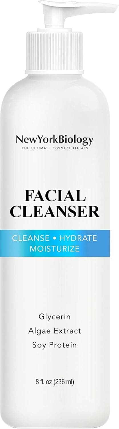 New York Biology Face Wash with Hyaluronic Acid – Acne Face Cleanser - Exfoliating Face Wash Moisturizer – Anti Aging Facial Cleanser Helps Improve Wrinkles and Fine Lines – 8 Fl Oz