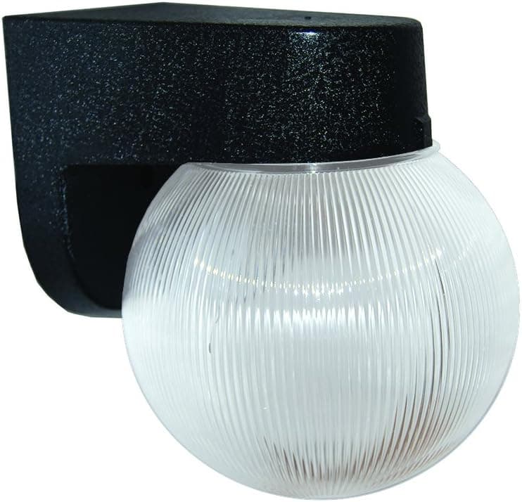 Polymer Products 1521-51609-GI PL-9 Black Wall Bracket with Clear Prizmatic 6" Globe