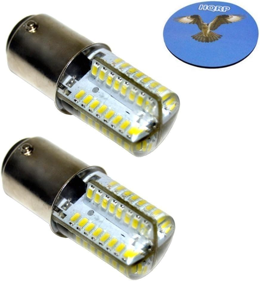 HQRP 2-Pack 110V LED Light Bulbs Cool White for Pfaff 1050/1150 / 1520/1530 / 1540/6150 Sewing Machine Plus HQRP Coaster