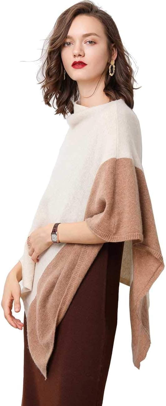 Luxury Pashmina 100% Pure Cashmere Shawl For Women Contrast Color Soft Cozy High End Scarves 4 Colors Ponchos