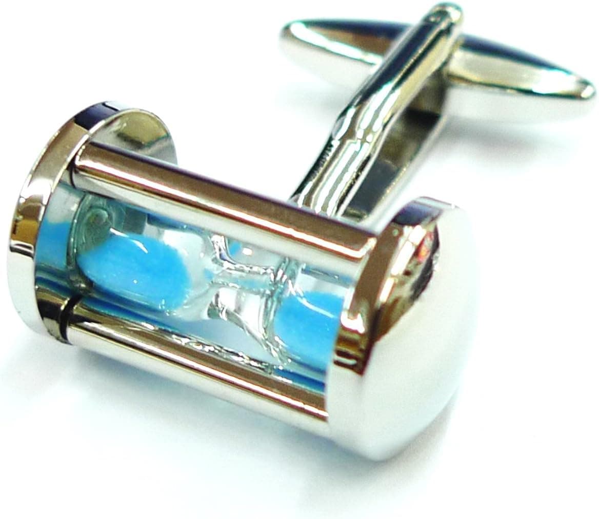 The 5th L 3D Blue Hourglass Cufflinks Sand Timer Cuff Links Gemelos 011056-1