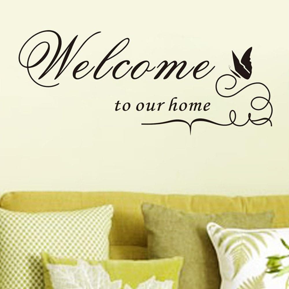 COFFLED Welcome ToOur Home Wall Decal Stickers,Removable Waterproof Wall Decoration for Sitting Room,Kitchen or Bedroom