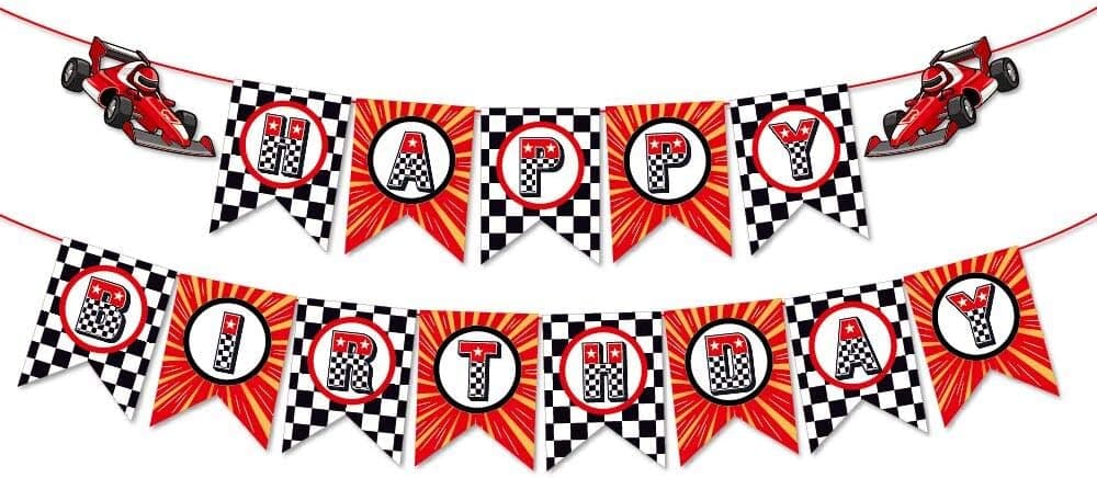 Race Car Happy Birthday Party Banner-Race Car