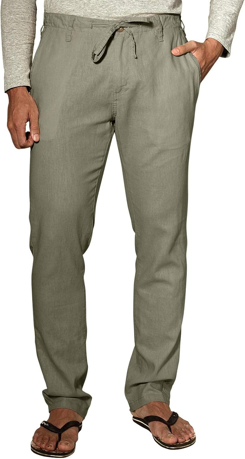 Match Men's Slim Tapered Linen Casual Pants #8059