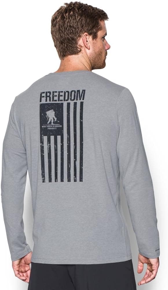 Under Armour Men's WWP Freedom Flag Long Sleeve T-Shirt XX-Large True Gray Heather