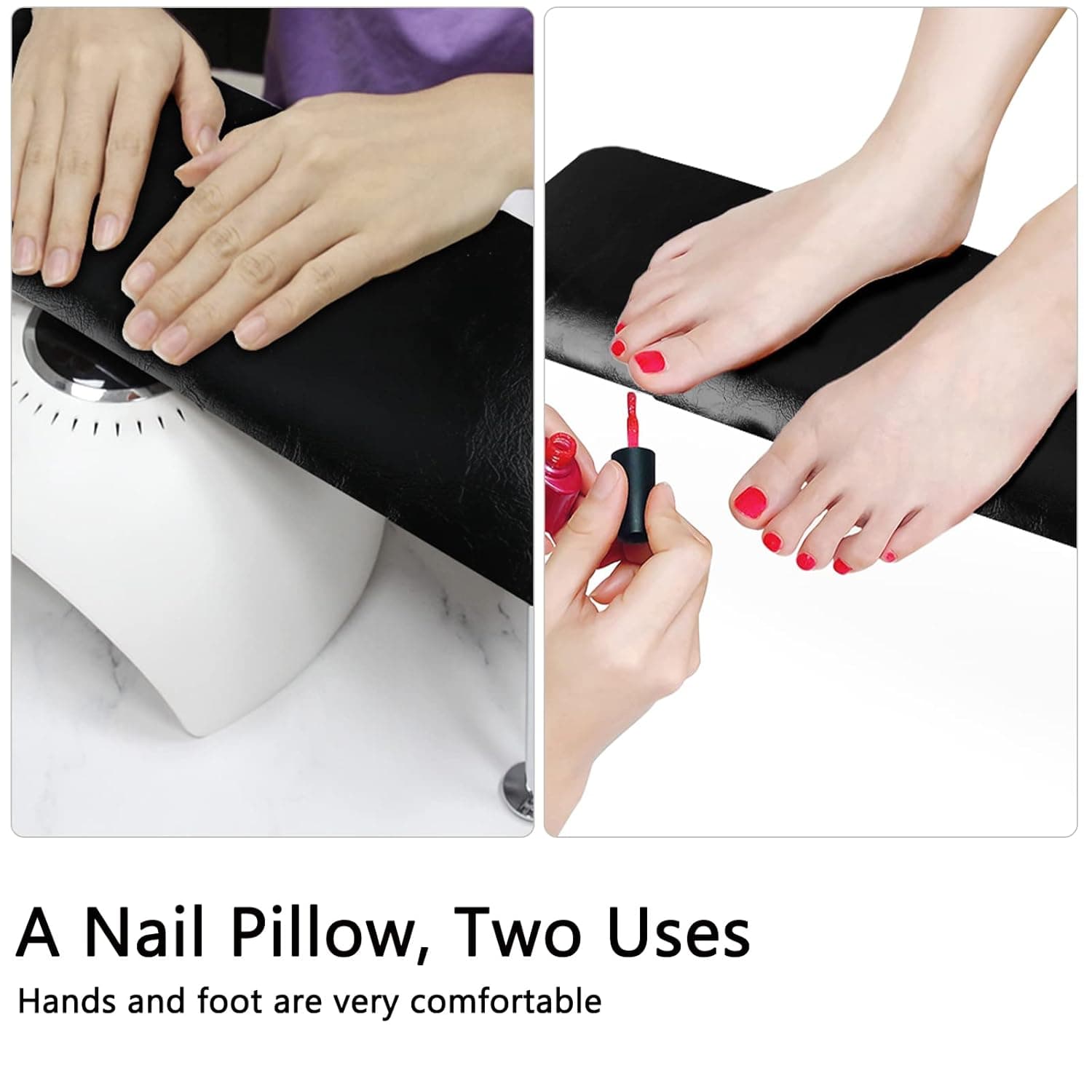 BQAN Nail Arm Rest, Arm Rest for Acrylic Nails with Non-slip, Professional Microfiber Leather Hand Rest Nail Table Desk Manicure Pillow Cushion for Nail Salon Use (Black)