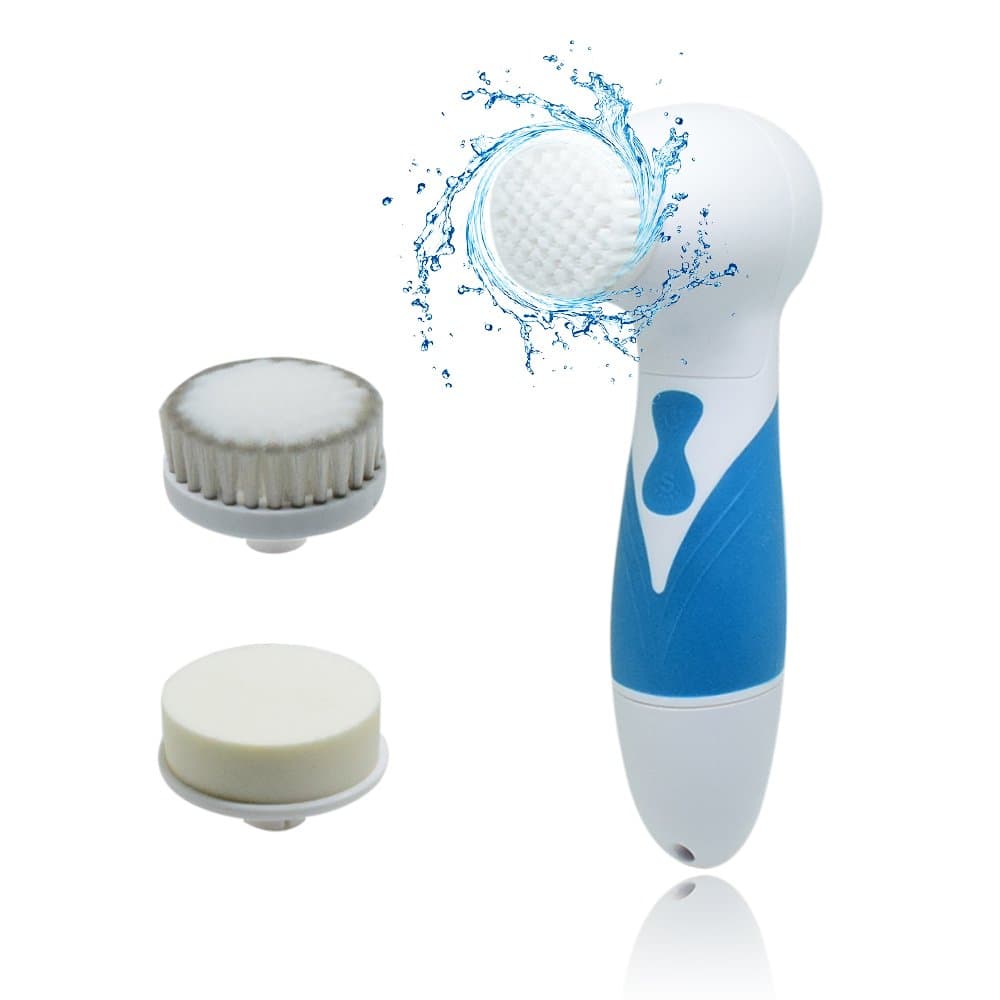 Facial Cleansing Brush Waterproof Face Scrubber Deep Cleans Skin Microdermabrasion Exfoliator and Massager with 3 Brush Heads
