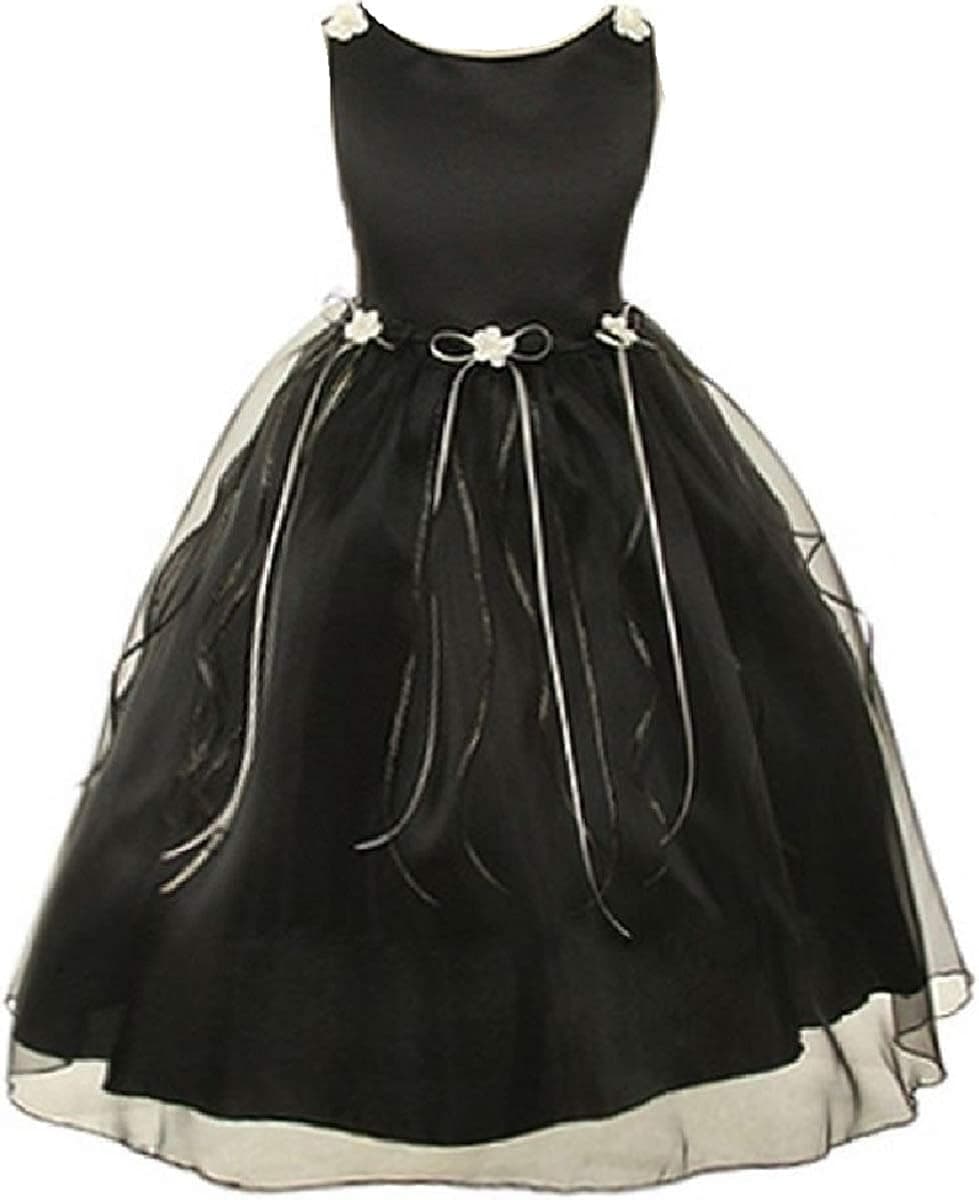 Rosebud Flower Bow Ribbons Little Girl Flower Girls Dresses