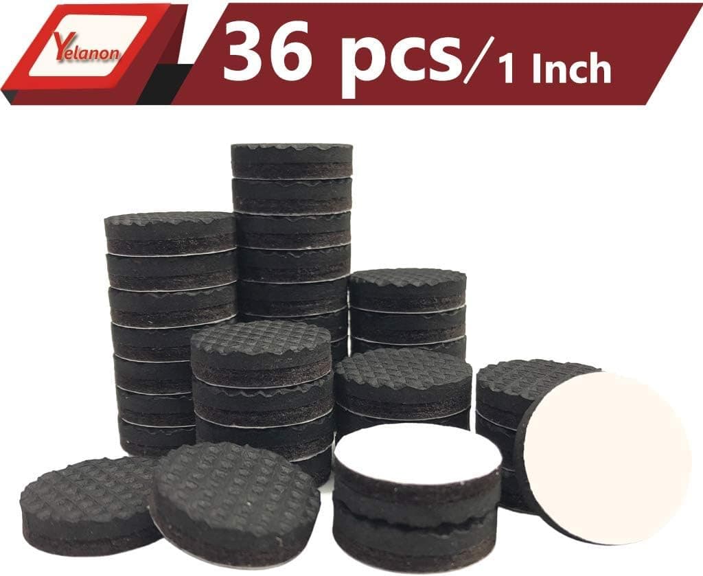 Yelanon Furniture Pads 36 pcs 1”, Non Slip Furniture Felt Pads Rubber Feet - Protect Your Hardwood Floor. Furniture Grippers Protect Your Floors from Furniture Scratches