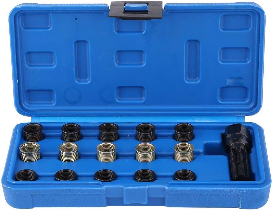 GOTOTOP 16Pcs Spark Plug Thread Repair Tool Set 14mm x 1.25,M16 Screw Tap and Screw Thread Repair Tool Set Spark Plug Thread Repair Tool Kit with Carrying Case for Automotive Engine Repair