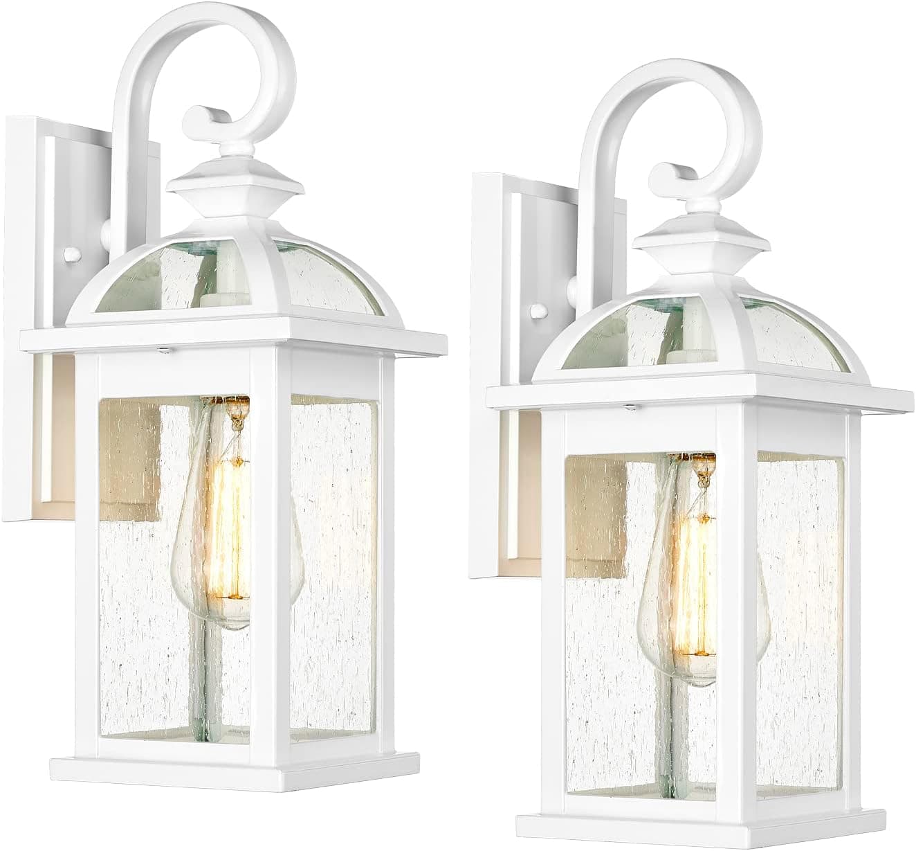Darkaway Outdoor Lights Fixtures Wall Mount, Outdoor Wall Sconce Lights with Seeded Glass Waterproof Outside Exterior Lights Fixture for House, Front Porch, Patio (2 Pack, White)