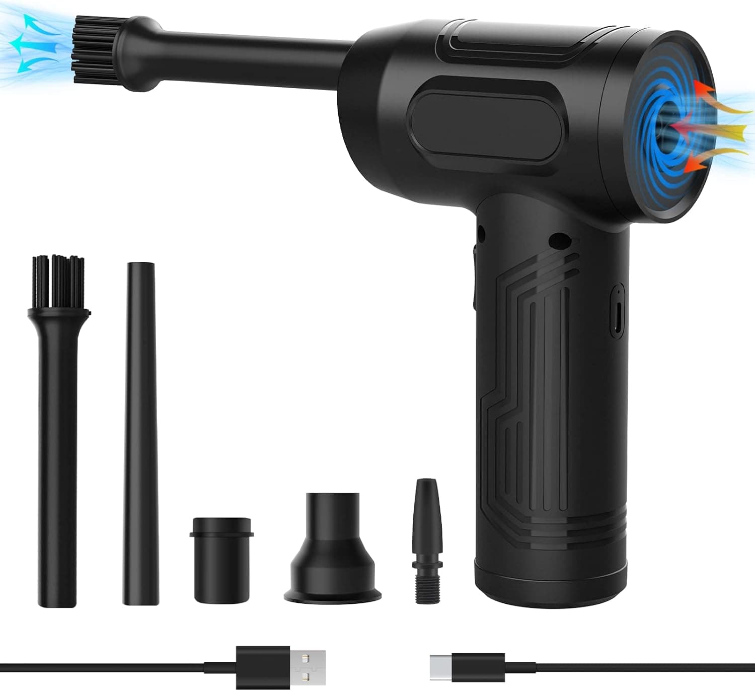 Compressed Air Duster - Powerful 50000RPM Electric Air Duster 6000mAh Rechargeable Canned Air Duster for Computers USB-C Fast Charging Cordless Air Duster Portable for Cleaning Keyboard, Hureny