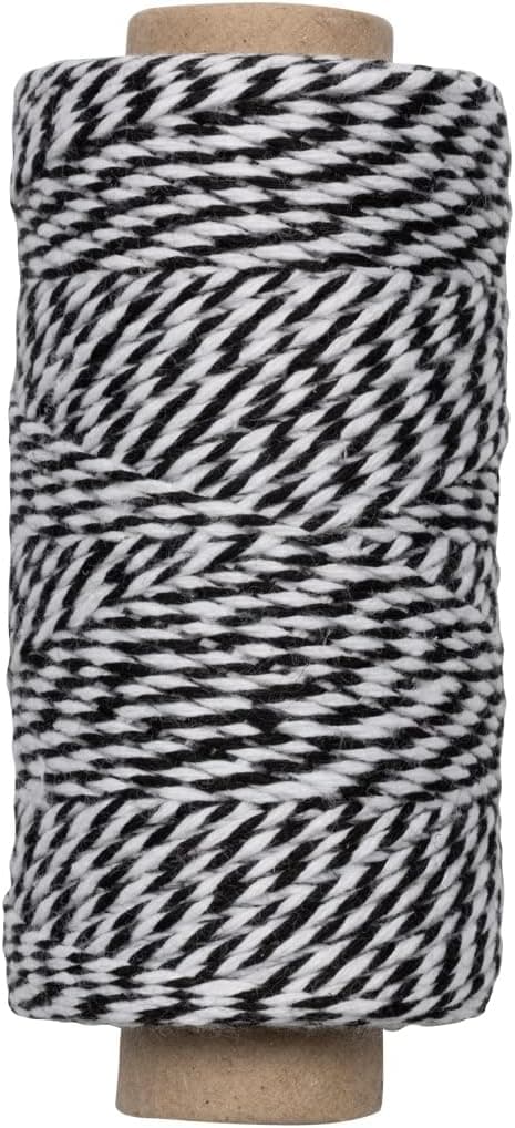 JAM PAPER Twine - Black & White Baker's Twine - 100 Yards - Sold Individually