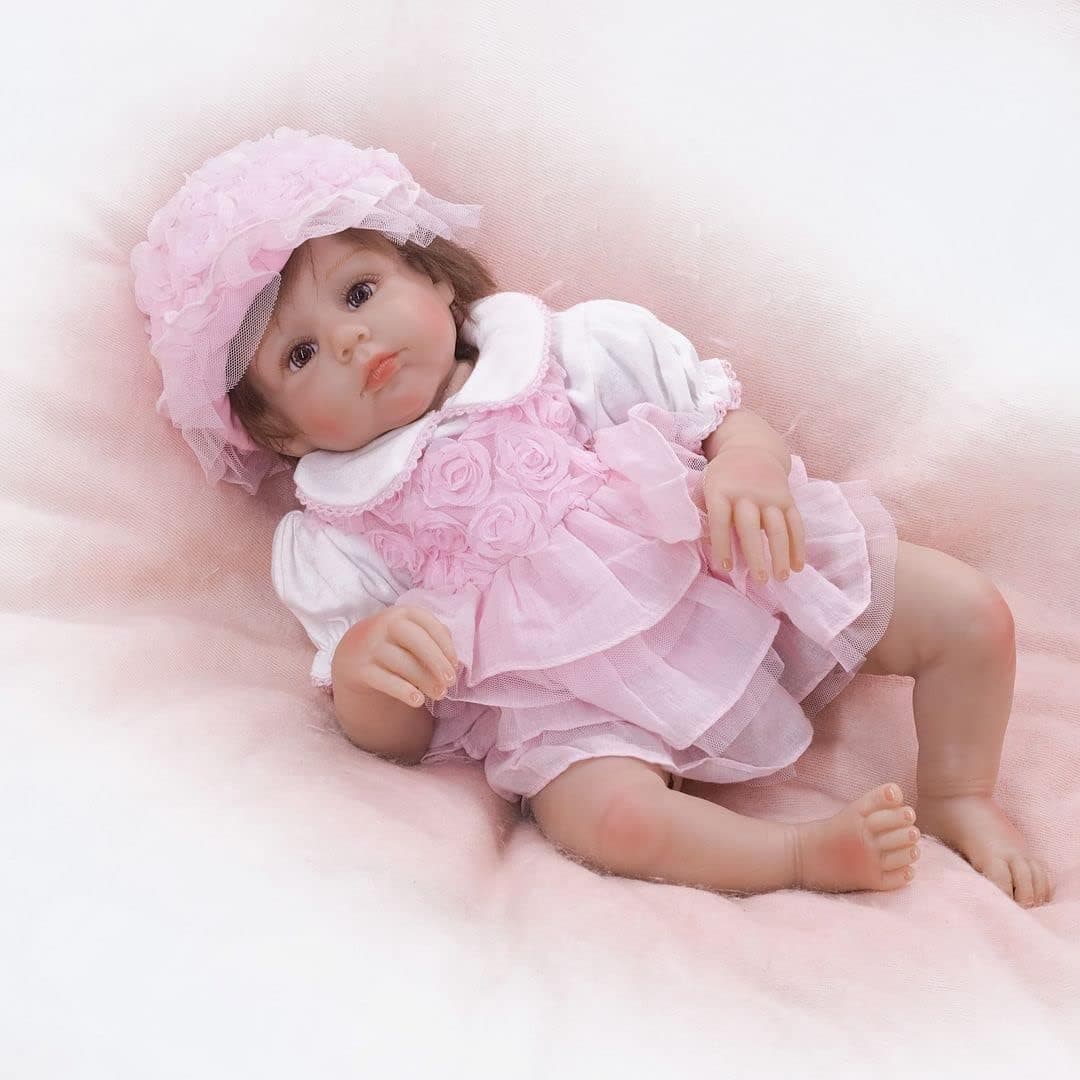 Adolly Hi 20 inch Realistic Reborn Baby Doll - Soft Weighted Simulation Silicone Vinyl Newborn - Lifelike Baby Dolls with Clothes Name Lucy