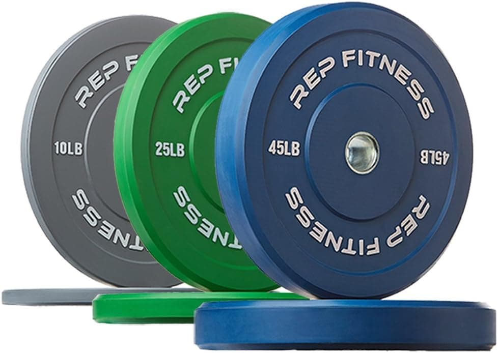 REP FITNESS Color Bumper Plates – Color-Coded Low Odor Rubber Olympic Plates For Strength, Conditioning, and Weightlifting