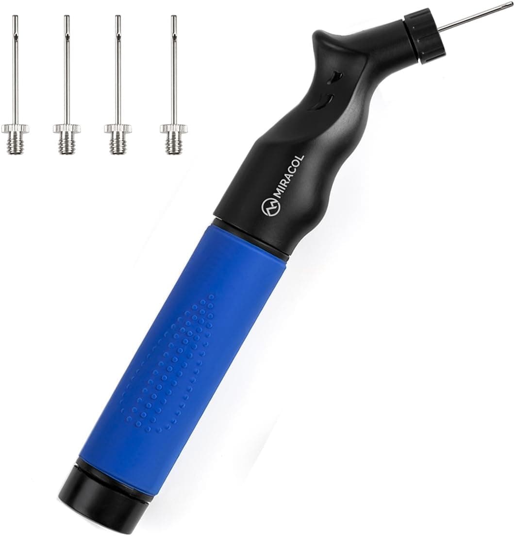 MIRACOL Dual Action Ball Pump with 5 Replacement Needles, Sturdy and Portable Design Air Pumps, Best for Basketball, Soccer, Volleyball, Rugby and Other Inflatables