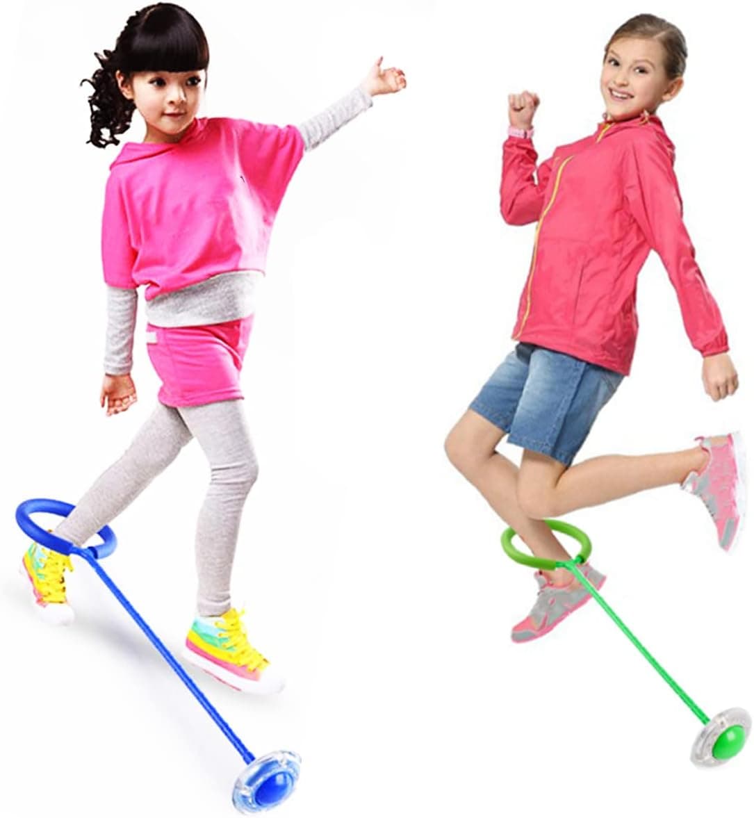 NSYIKUG Skip it Ball,Kids Ankle Skip Ball,Flashing Jumping Sport Ball Colorful Swing Ball Parent-Child Games Fitness Toys,Children's Day Halloween