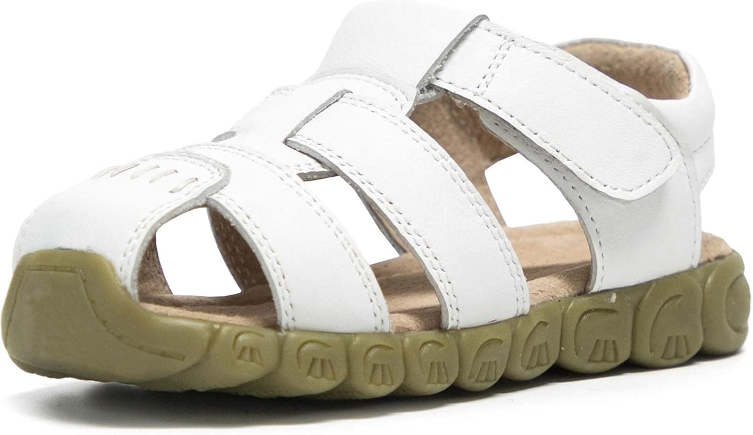 Athlefit Boy's Girl's Sandals Closed Toe Toddler Leather Sandals Outdoor Sport Casual Sandals
